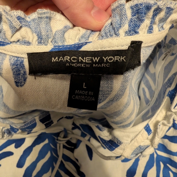 Chico's Blue Leaf Print Blouse - Picture 5 of 7